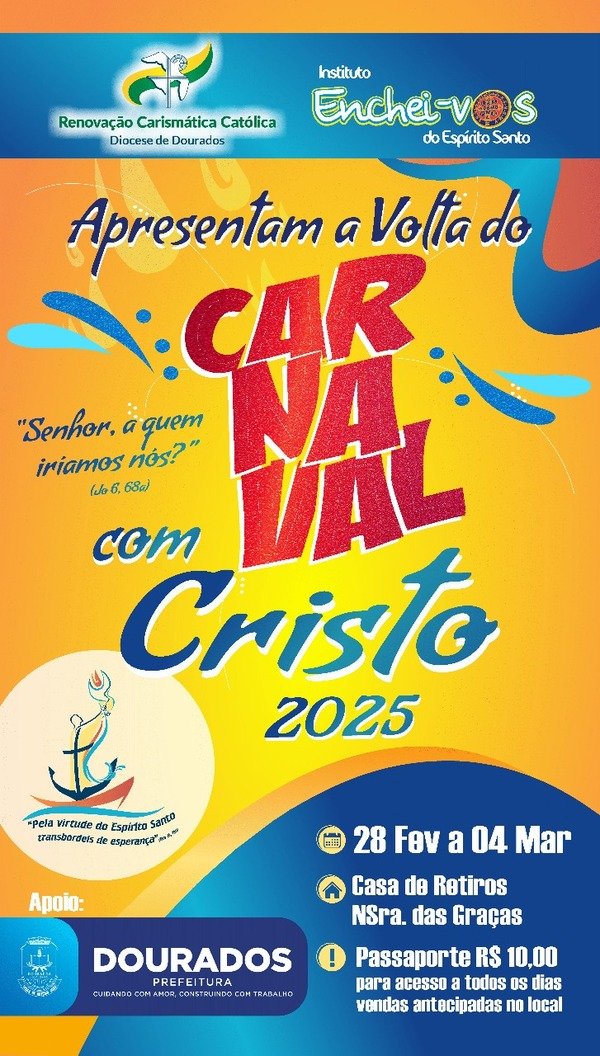 Carnaval com Cristo começa dia 28 e tem apoio da Prefeitura de Dourados