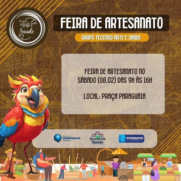 Feira de Artesanato Tecendo Arte e Saúde acontece neste sábado na Praça Paraguaia